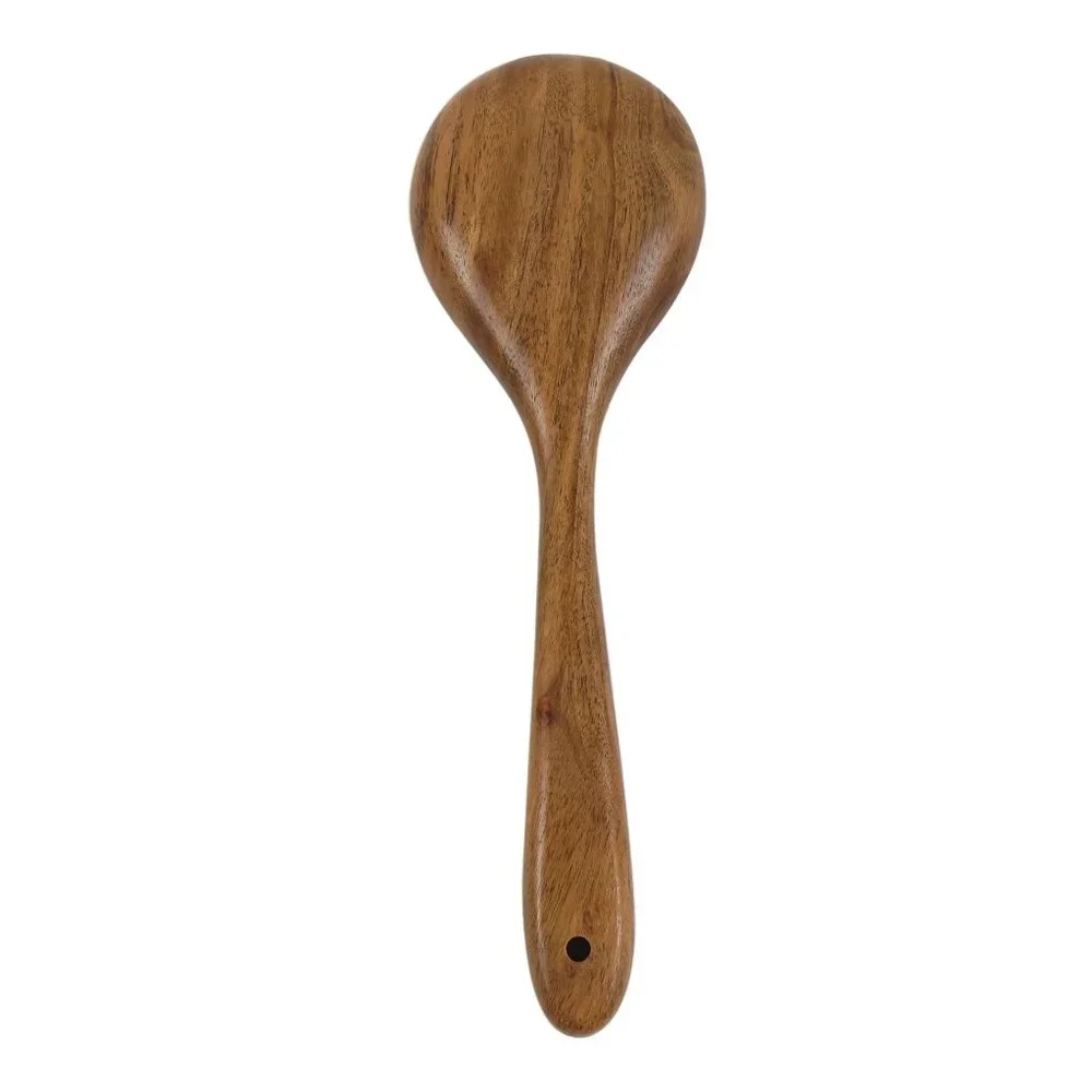 Oussum Cooking Kitchen Utensils Wood 6 Spoons Set Acacia Wooden Spoons & Holder